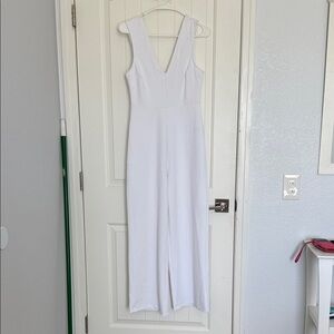 Leith White Sleeveless Jumpsuit perfect for bridal shower etc